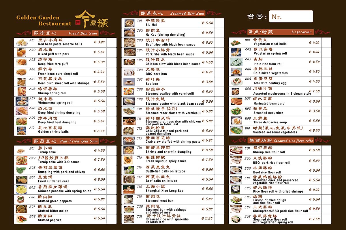 5-gangen Dim Sum menu Golden Garden Amsterdam