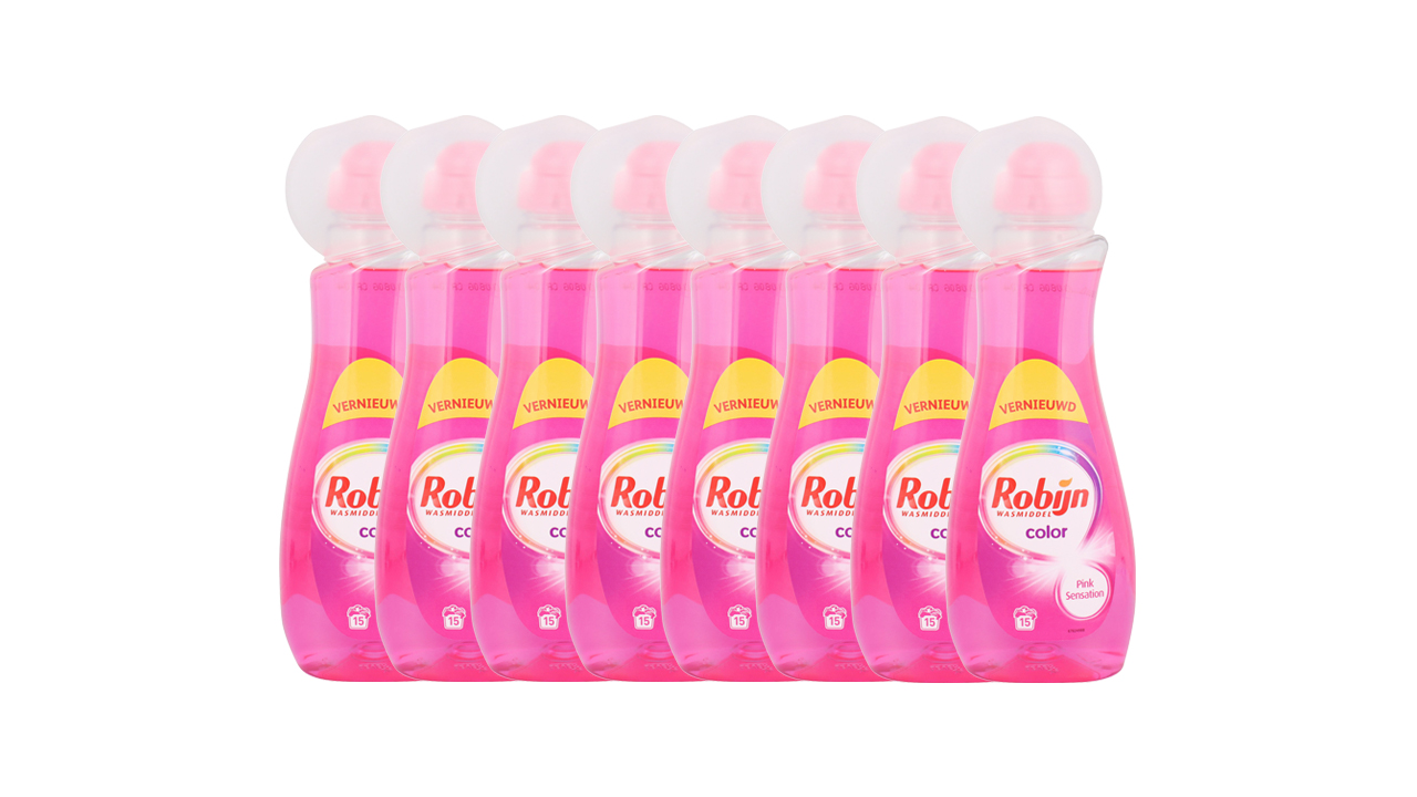 8x 750 ml Robijn wasmiddel Color Pink Sensation (120 wasbeurten)