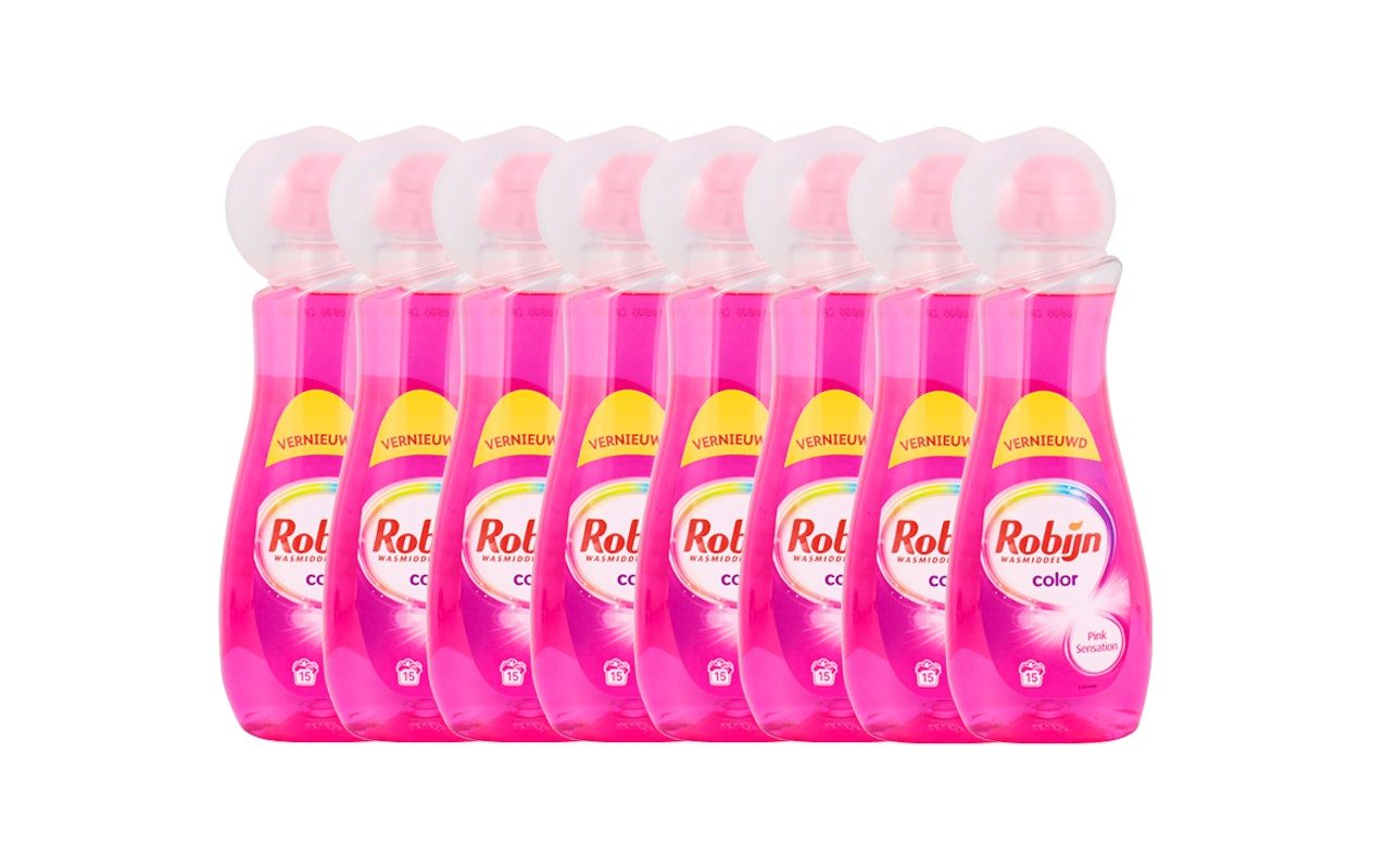 8x 750 ml Robijn wasmiddel Color Pink Sensation (120 wasbeurten)