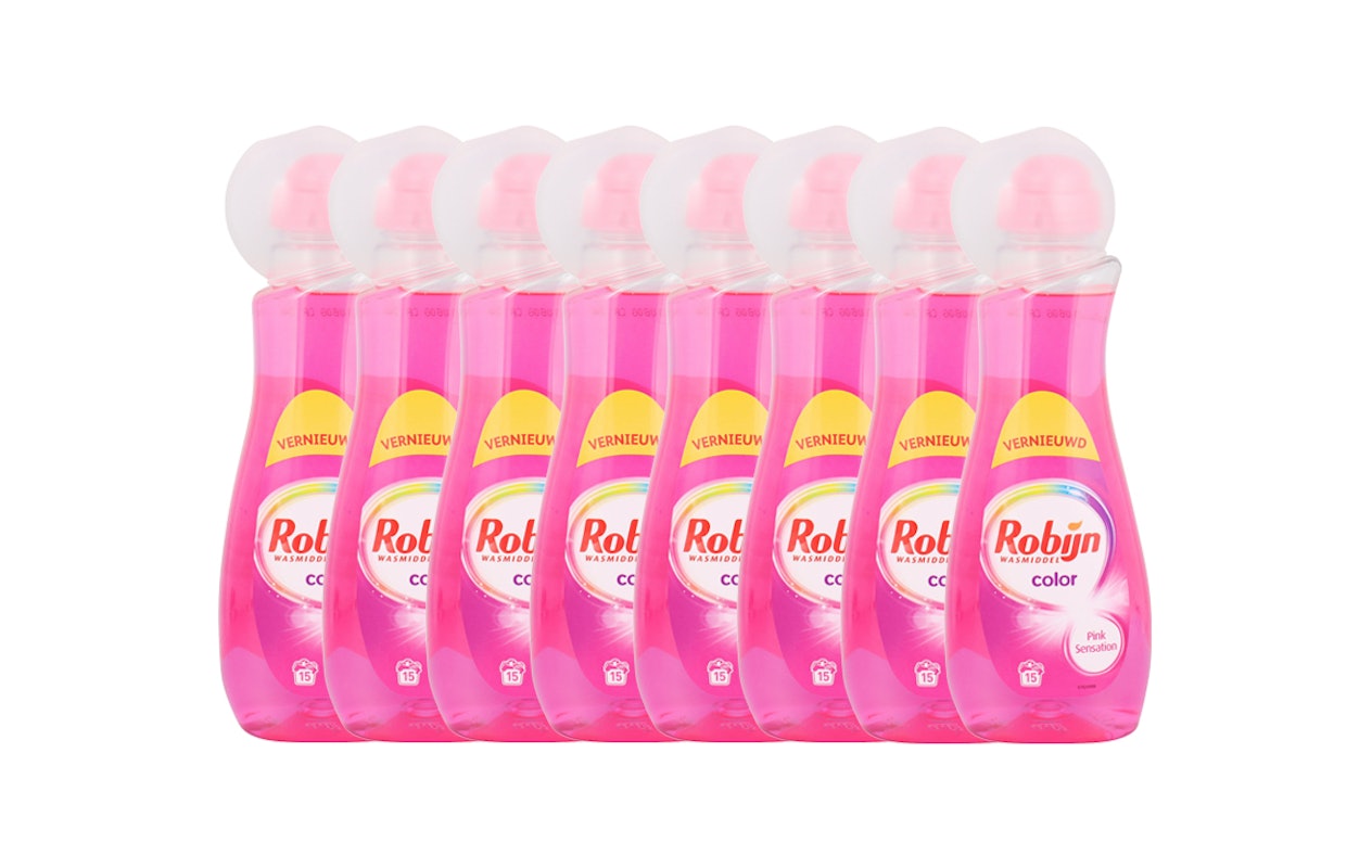 8x 750 ml Robijn wasmiddel Color Pink Sensation (120 wasbeurten)