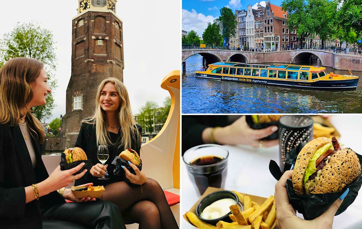 Rondvaart door Amsterdam met een hamburgerdiner