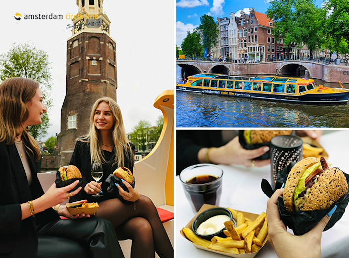 Rondvaart door Amsterdam met een hamburgerdiner