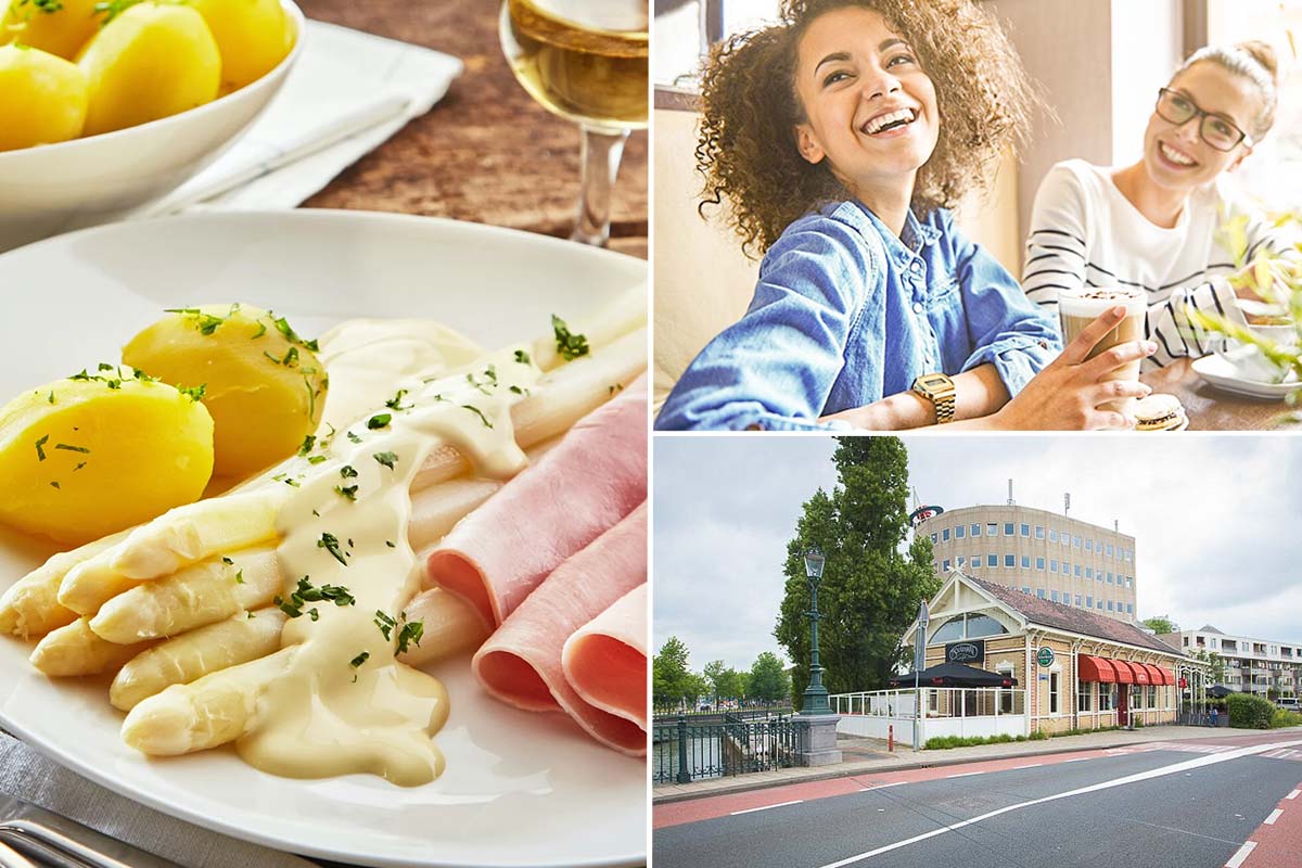 Aspergediner met bijgerechten bij Boulevard Café