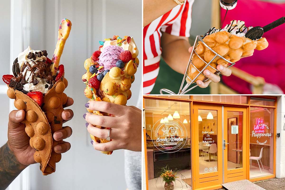 Bubble waffle + 2 bollen ijs en topping 