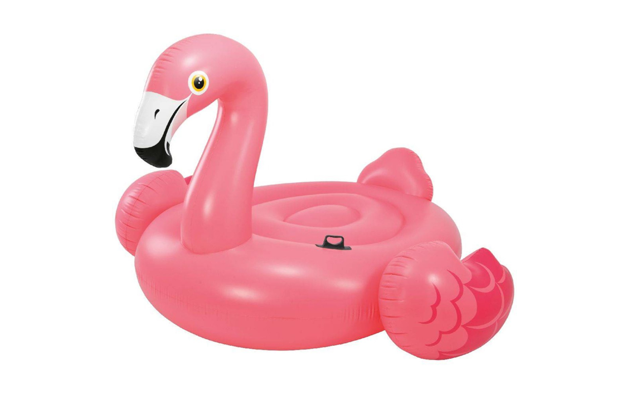Dobber heerlijk rond op deze mega opblaasbare flamingo en steel de show!