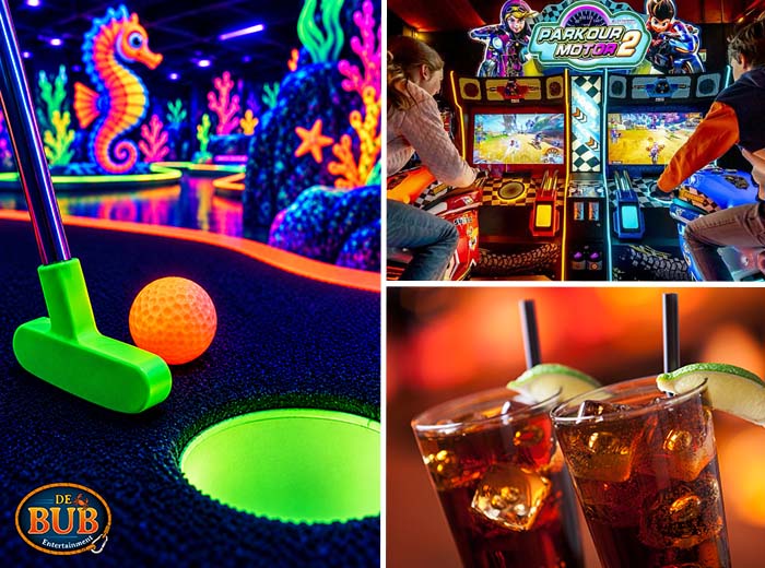 Toegang Arcadehal + evt. minigolf + consumptie bij Bub entertainment