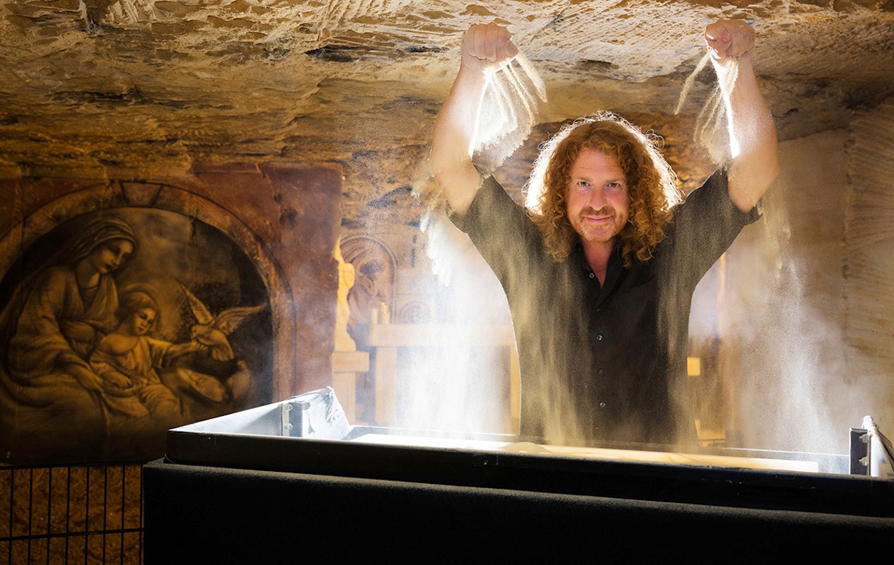 Kerstarrangement in de grotten