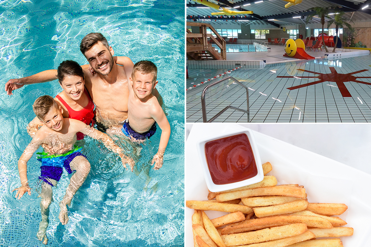 Entree subtropisch zwembad Aqualaren + friet met saus
