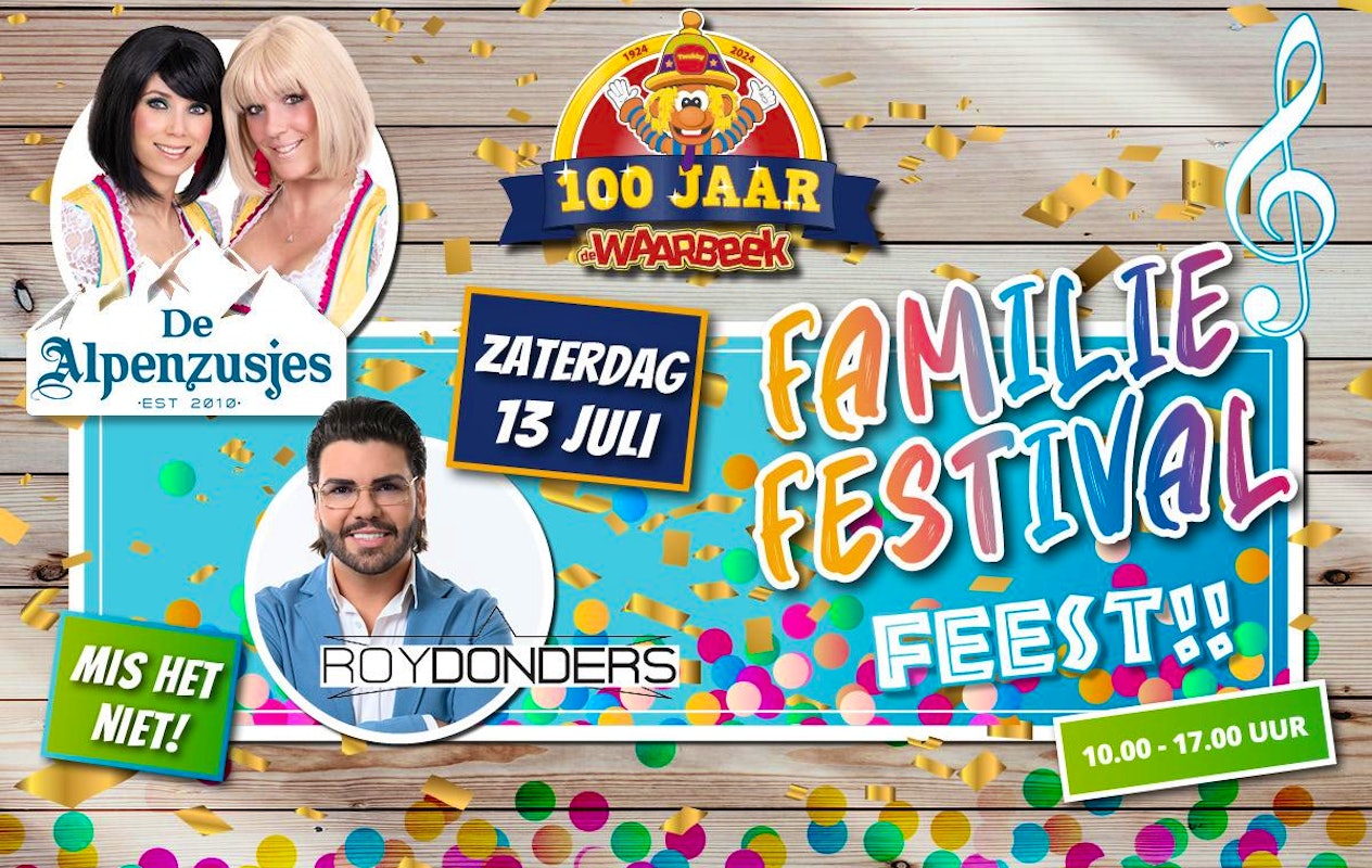 Familie Festival op 13 juli bij Attractiepark de Waarbeek