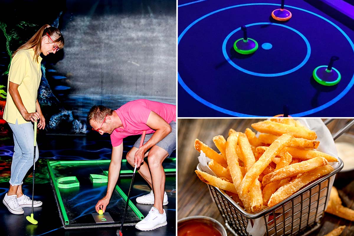 Glow in the dark midgetgolf of curling bij Landgoed Zwartemeer