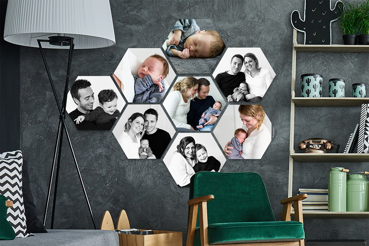 Hexagon collage via CanvasCompany (8 stuks)