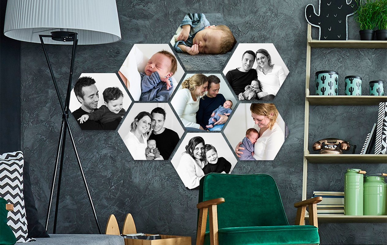 Hexagon collage via CanvasCompany (8 stuks)