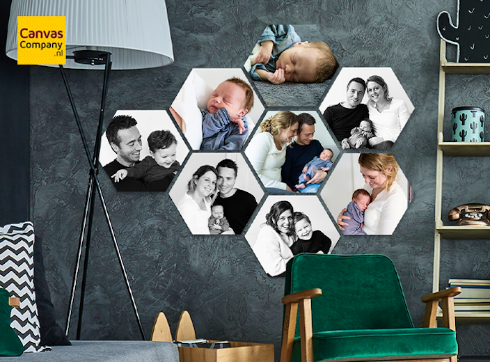 Hexagon collage via CanvasCompany (8 stuks)