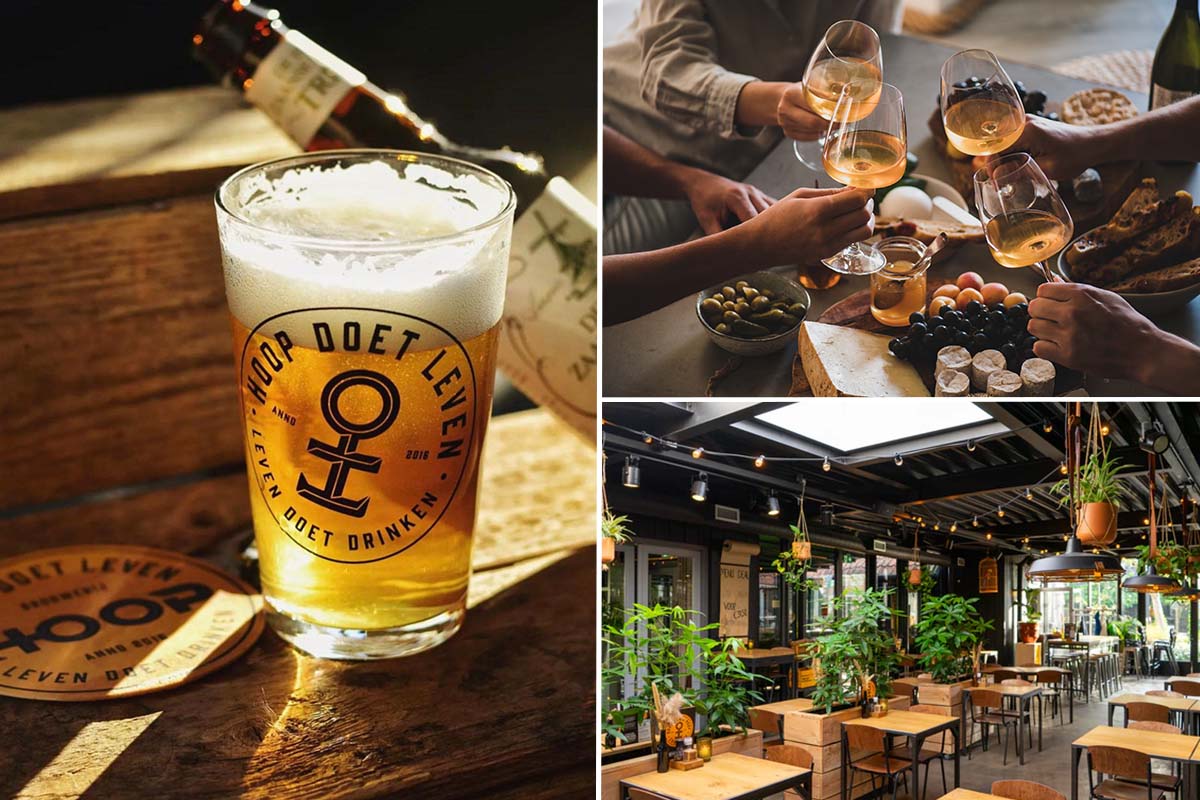 High beer of high wine + borrelplank bij Brouwerij HOOP