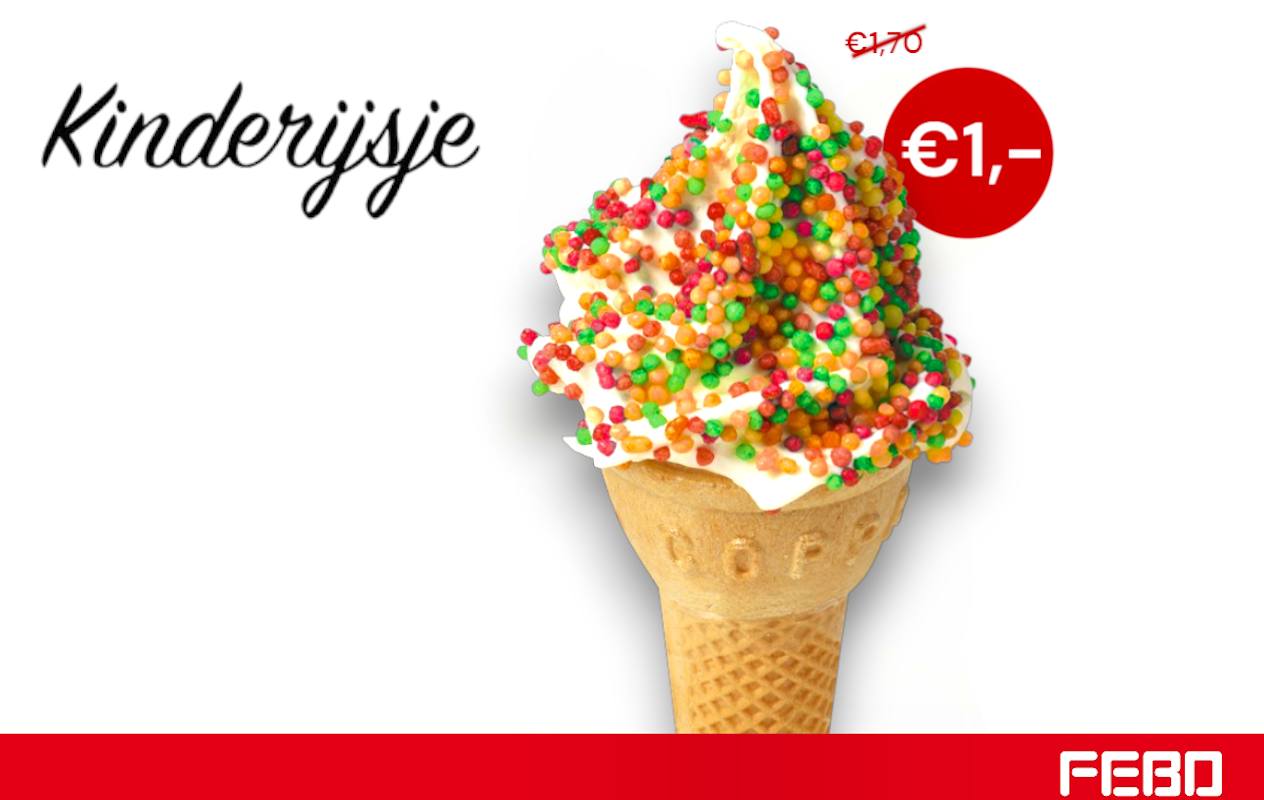 Kinderijsje + topping bij FEBO Hoorn voor €1,-