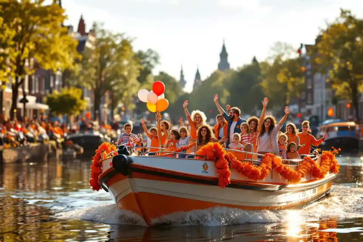 Koningsdag rondvaart Amsterdam (1,5 uur) incl. onbeperkt drinken