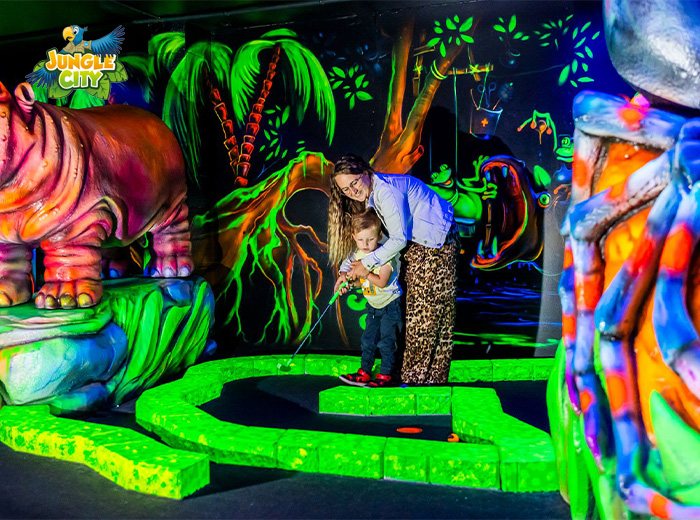 Glow-in-the-dark minigolf at Jungle Goolfy