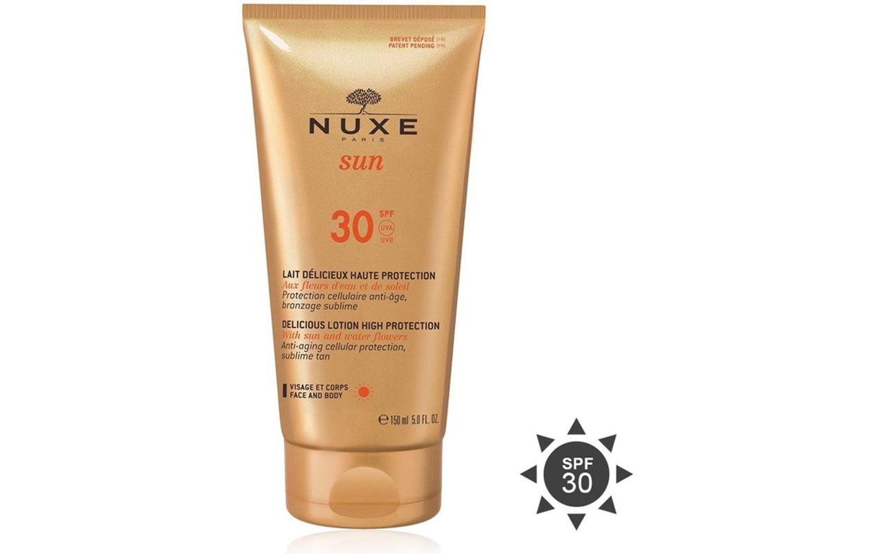 Nuxe verzorgingspakket van olie, zonnebrand en douchegel