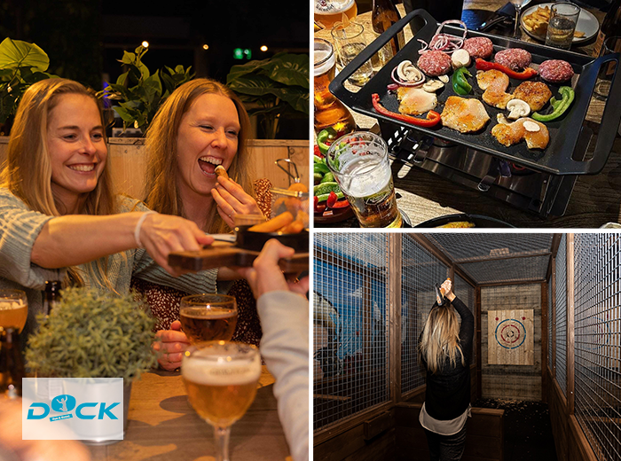 Tafelgrillen + bowlen + evt. bijlwerpen bij DOCK Fun & Event Center