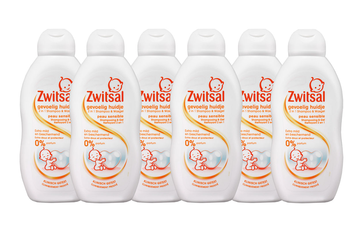 Zwitsal Shampoo & Wasgel Sensitive 6 pack 